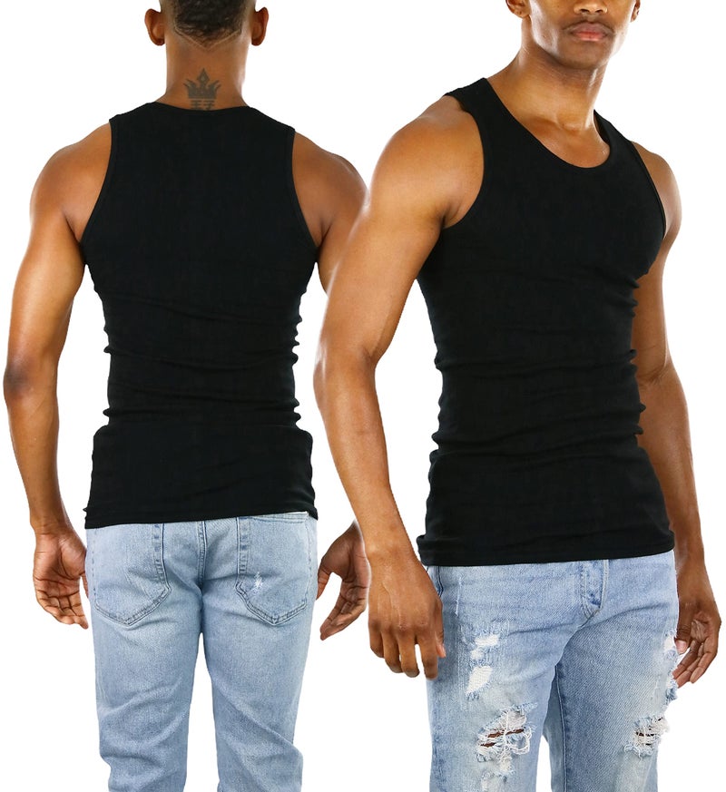 ToBeInStyle Menâ€™s Workout A-Shirt Long Muscle Shirt Tank Top - Black - M - Image 2